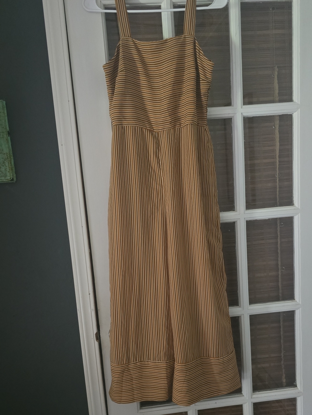 Japna Mustard and Black Striped Sleeveless Jumpsuit